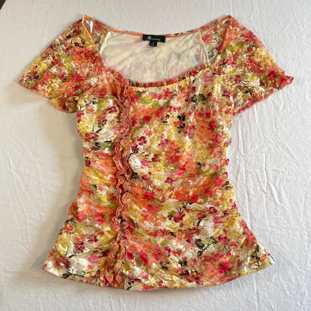 y2k fairycore style floral lace top